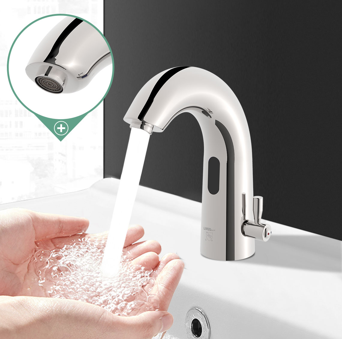 Robinet Lavabo Automatique Mains Libres - Électronique Eau Chaude/froide, Détection Infrarouge