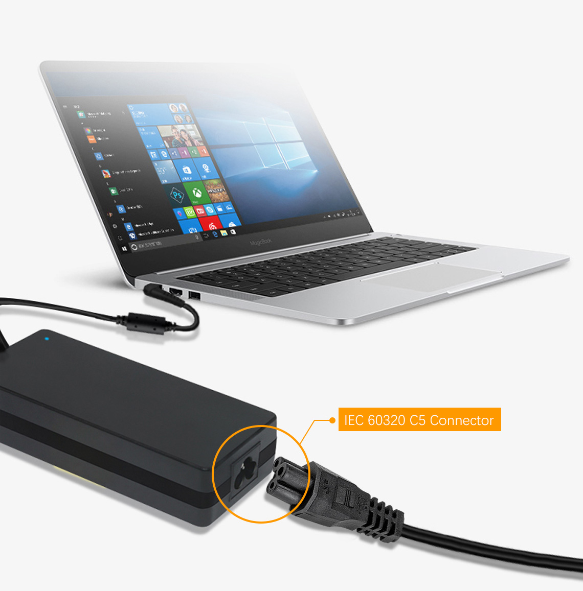 6Ft 18AWG Grounded Notebook/Laptop NEMA 515P to IEC 60320 C5 3 Pin