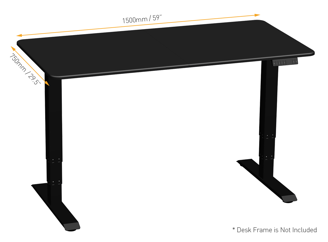 Dimension of the black desktop: 1500mm (59 inches) length, 750mm (29.5 inches) width