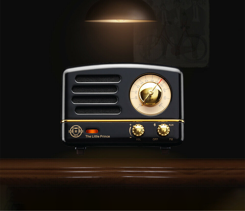 Retro Wireless Bluetooth Speaker FM/AUX Radio with Old Fashioned Classic Style - MUZEN OTR® -Black