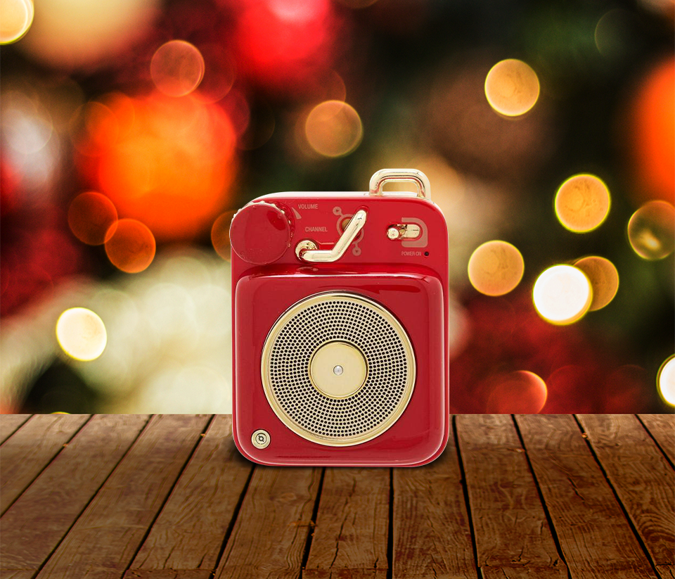 Button Scarlet Mini Portable Wireless Bluetooth Speaker Retro Home Decoration Vintage Gi-MUZEN® -RED