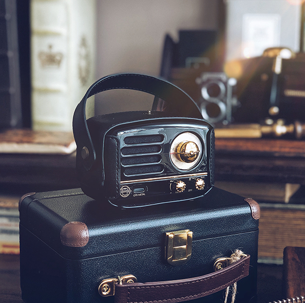 Radio FM/AUX haut-parleur Bluetooth sans fil rétro avec style classique à l'ancienne-MUZEN OTR®-Noir