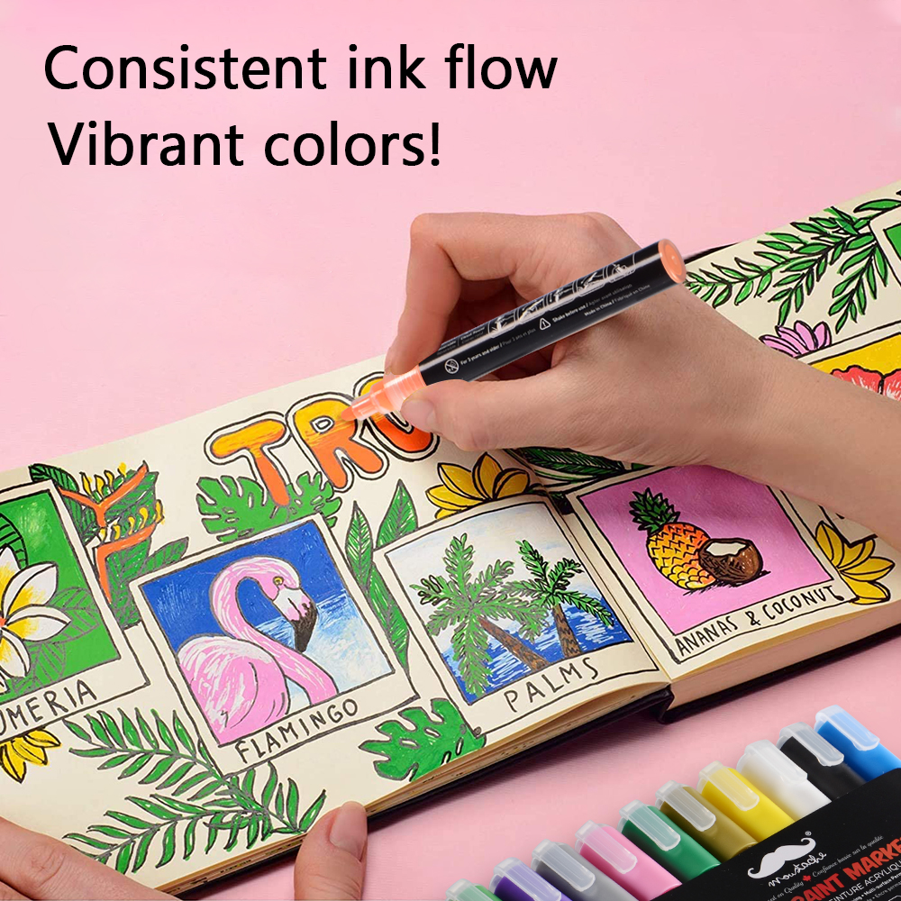 12 Color Acrylic Paint Marker Pens WaterResistant, Quick Dry