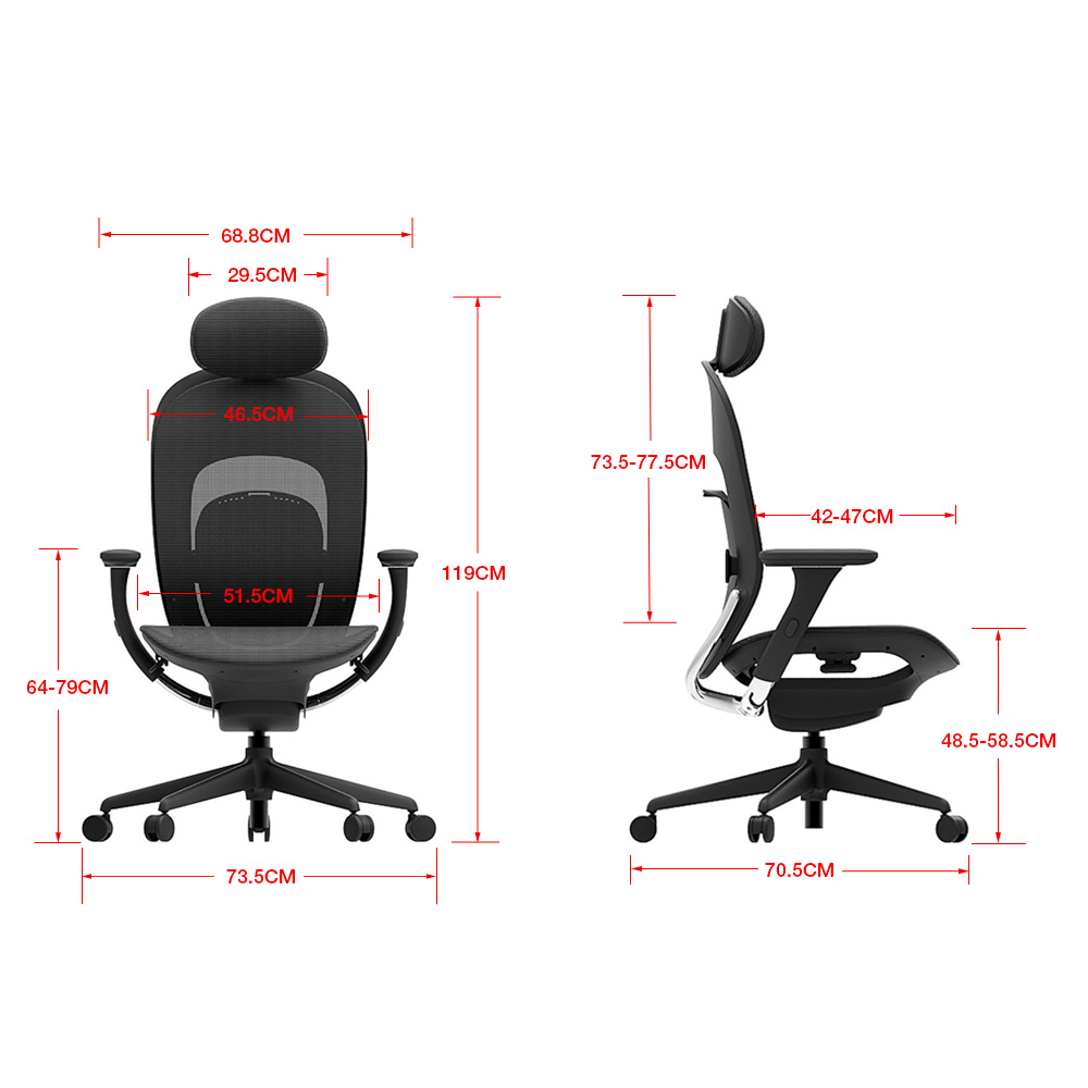 Moustache Ergonomic Task Chair with Adjustable Headrest White