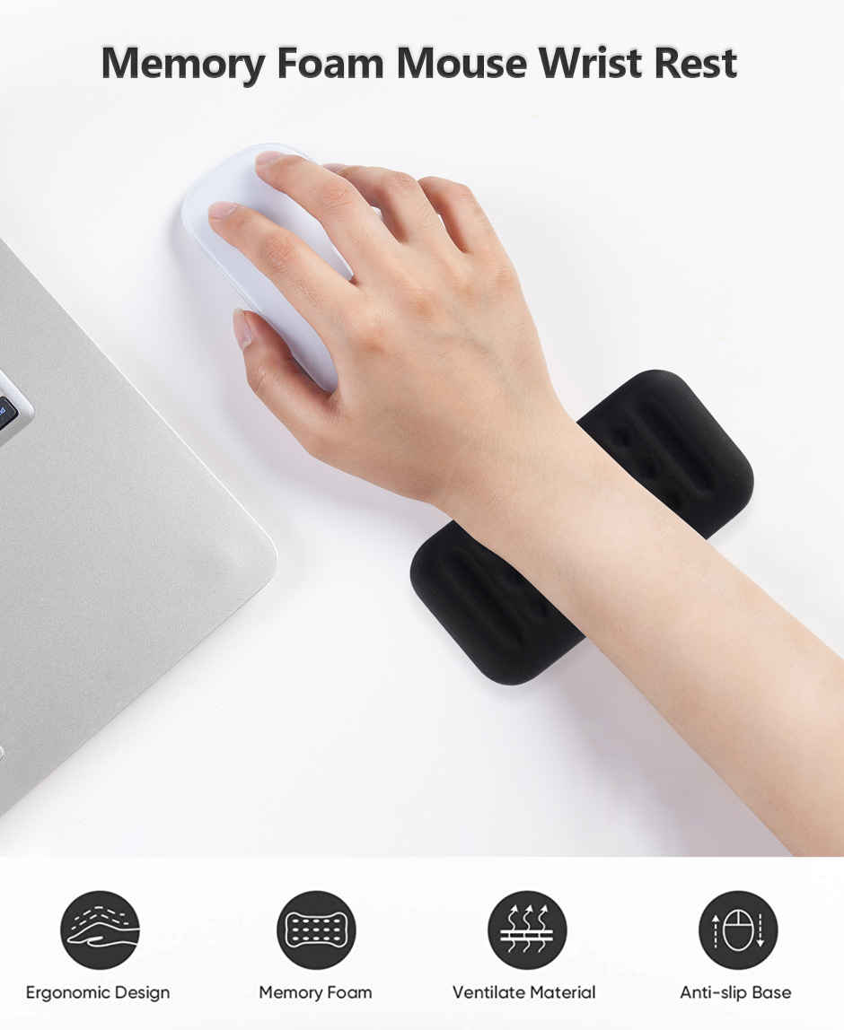 Memory Foam Mouse Wrist Rest, Black, 130mm x 67mm x 15mm