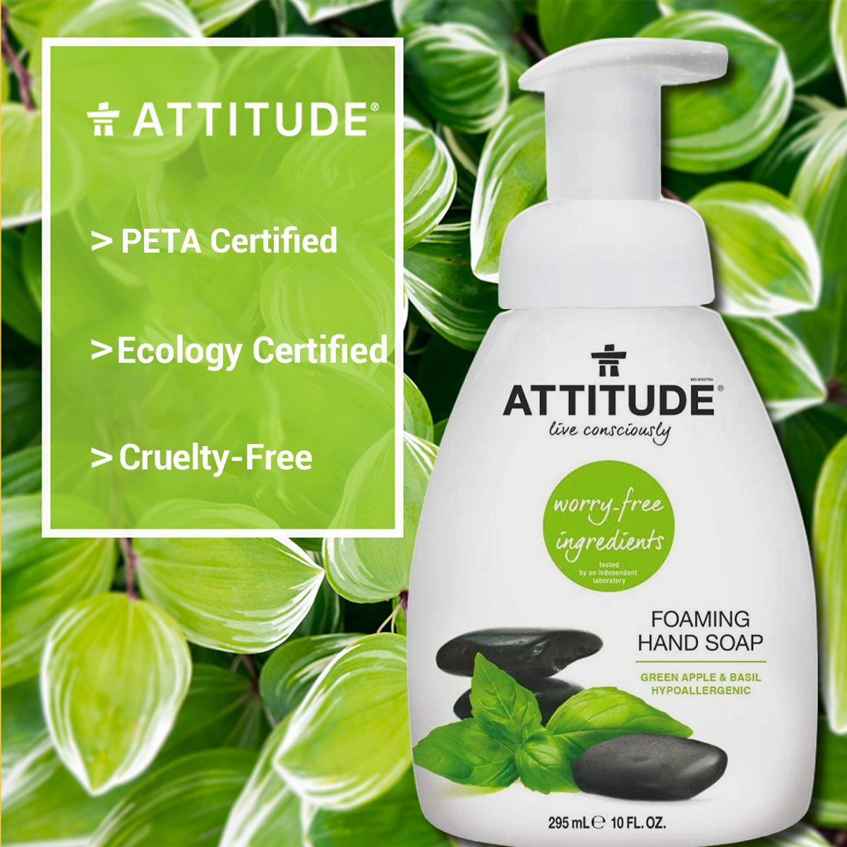 Hypoallergenic Foaming Hand Soap Natural Care , Green Apple & Basil