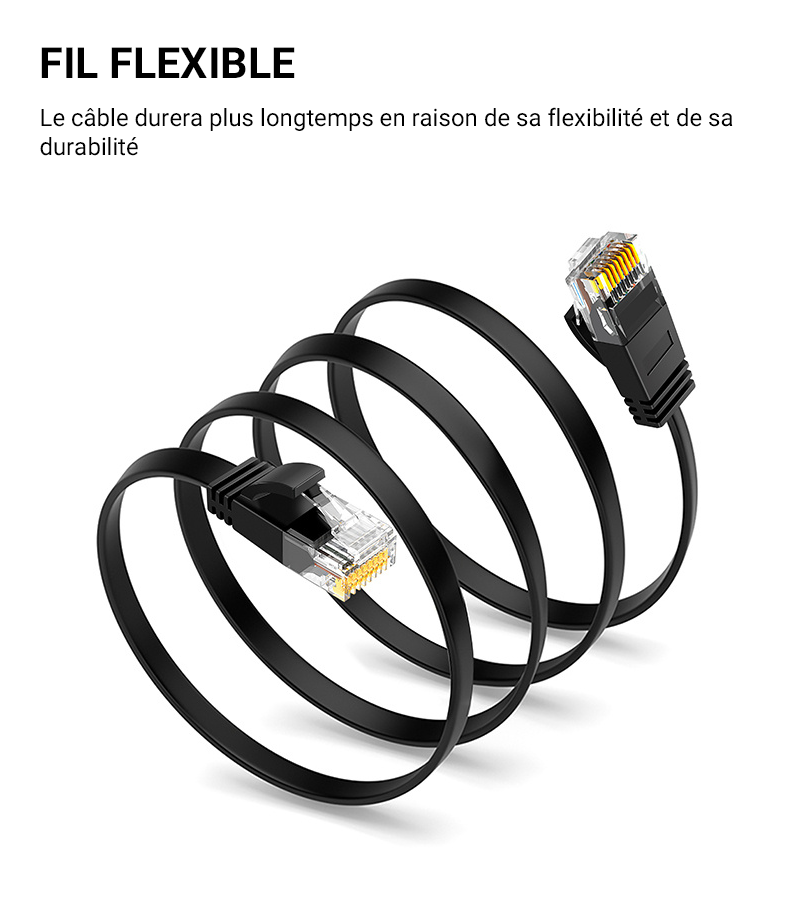Lot De 10 Câbles Ethernet RJ45 Cat5e PUR - 60 Cm (2 Ft) - Fil En CUIVRE