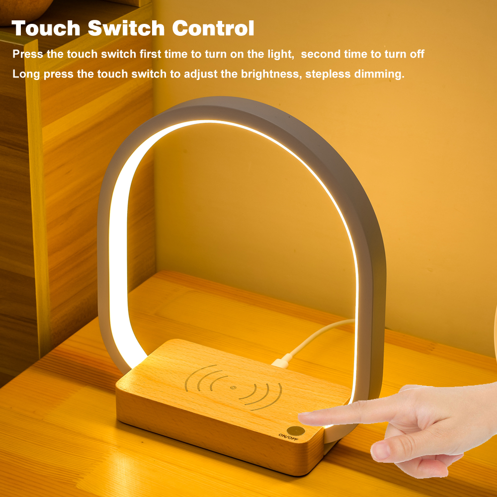 Creative LED Table Lamp with Wireless Charging Pad, Stepless Brightness