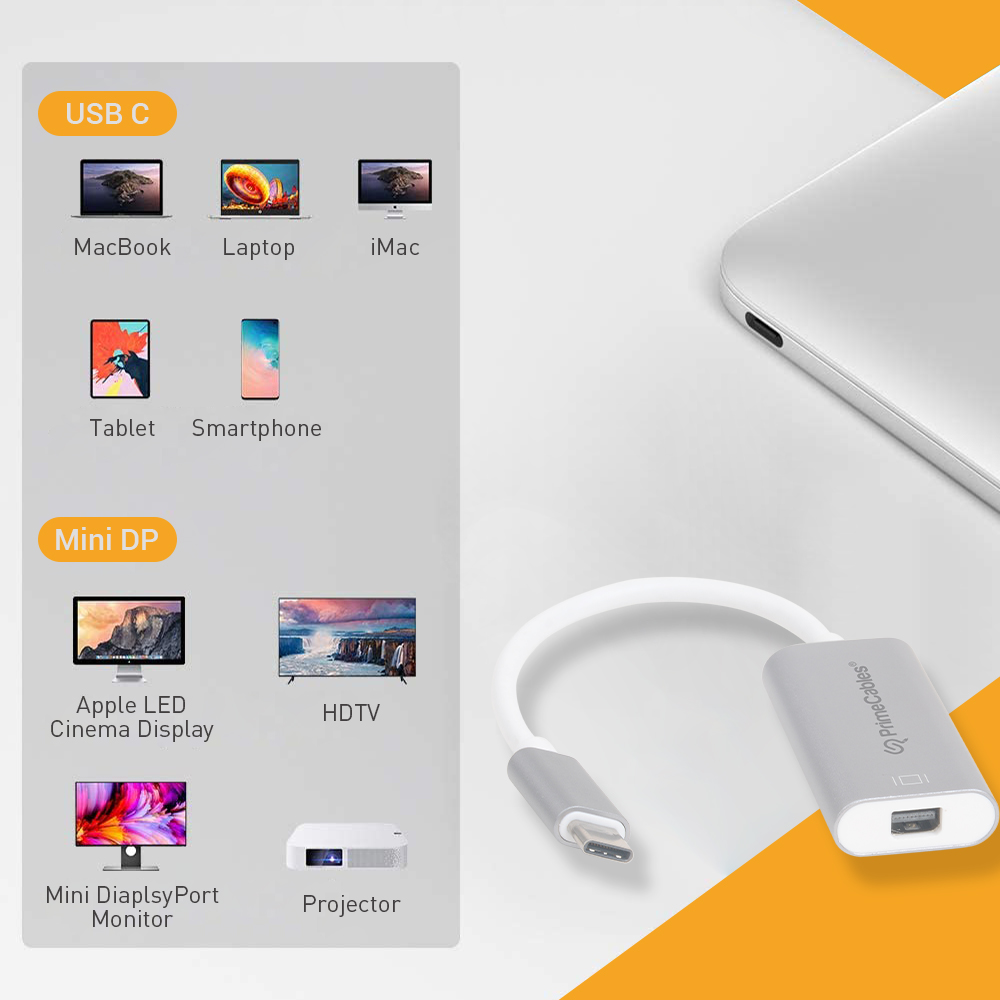 USB-C to mini DisplayPort adapter is compatible with tablet, MacBook, HDTV, projector, etc