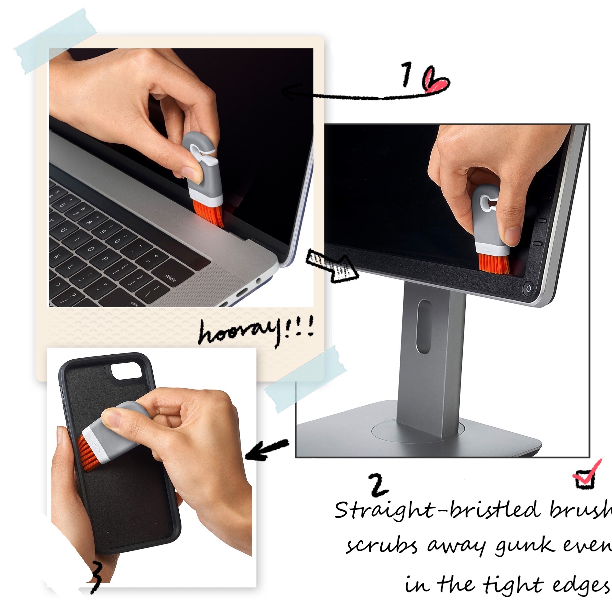 OXO Keyboard & Screen Deep Cleaning Set, 3 IN 1
