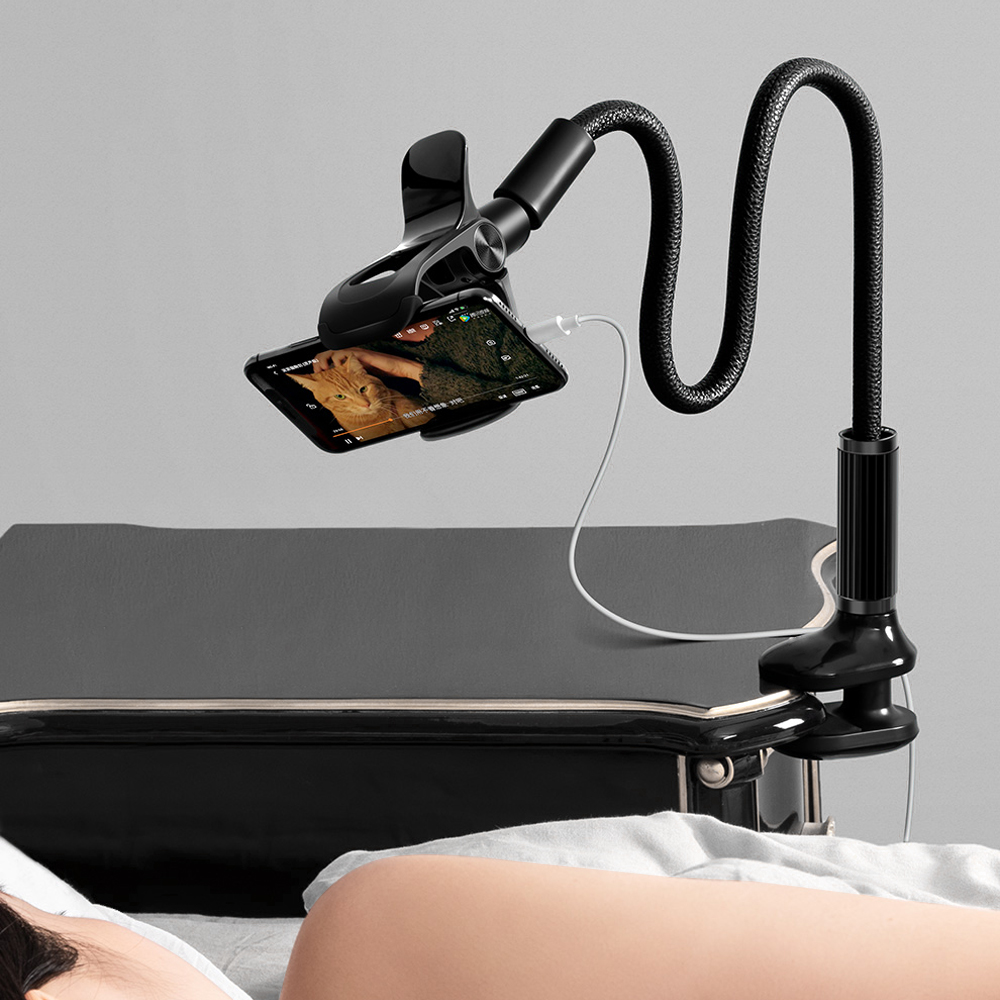 Support Téléphone Flexible Col De Cygne - Pince Réglable Stable Pour Lit, Bureau Ou Table