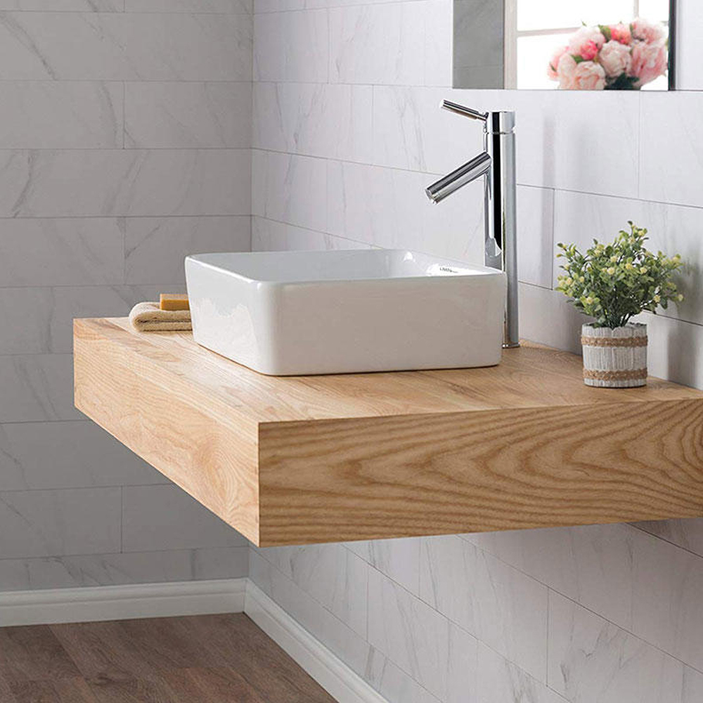 White Rectangular Ceramic Bathroom Vessel Vanity Sink Art