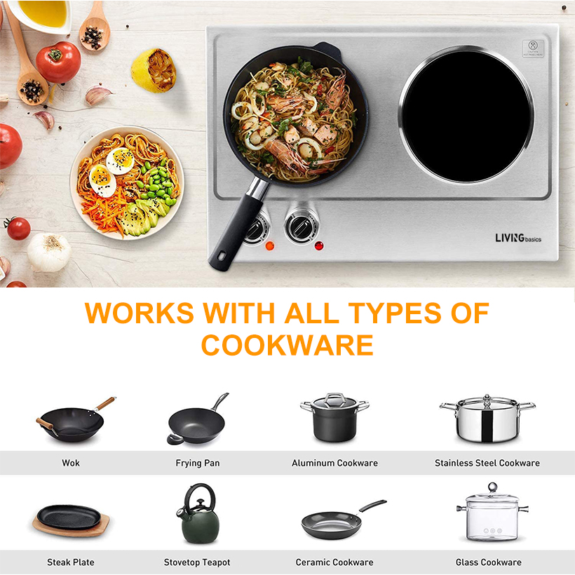 1800W Ceramic Electric Hot Plate for Cooking LIVINGbasics