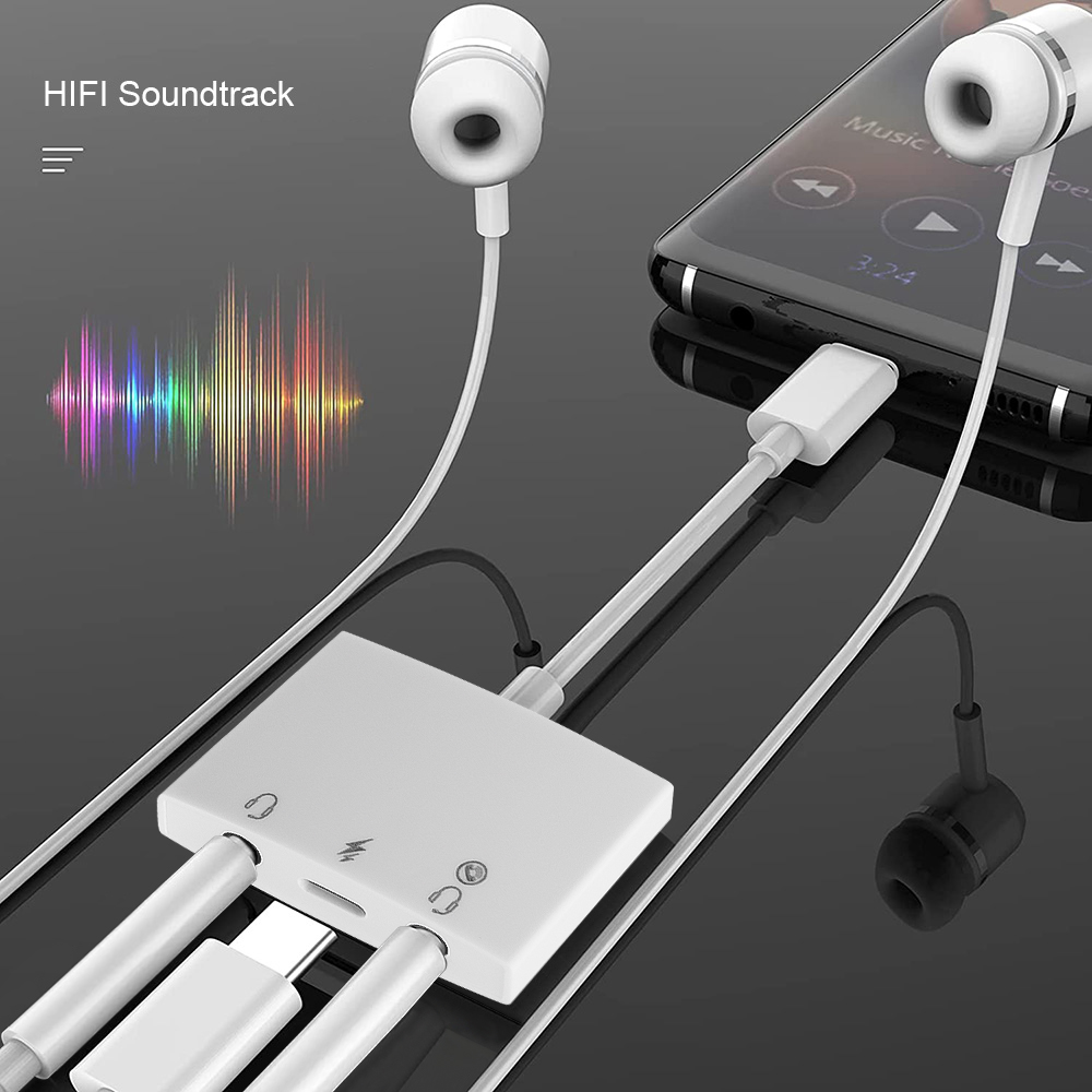 3 in 1 TypeC to 3.5mm Audio Adapter and TypeC Charging Splitter