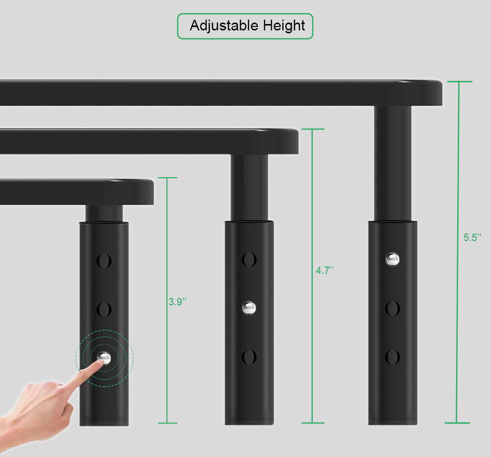 Laptop PC Gaming Monitor Elevator Stand with Sturdy Black Metal