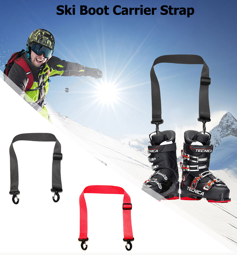 Sangle De Transport PATIKIL Pour Ski Et Snowboard - 2 Sangles Réglables épaule, 126 Cm, Rouge