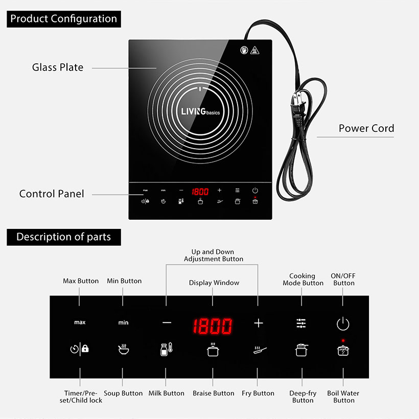 Portable 120V Portable Digital induction cooker w/ Kids Safety Lock