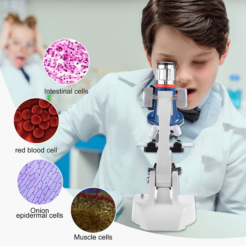 Microscope Basic Kid Portable Microscope Science Kit for Kids, Microscope 100x-1200x, LED ...