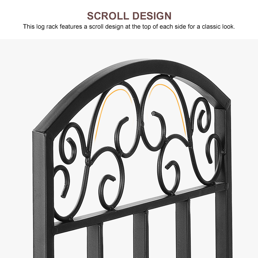 Complete Firewood Rack Holder with Decorative Scroll Design - LIVINGbasics®
