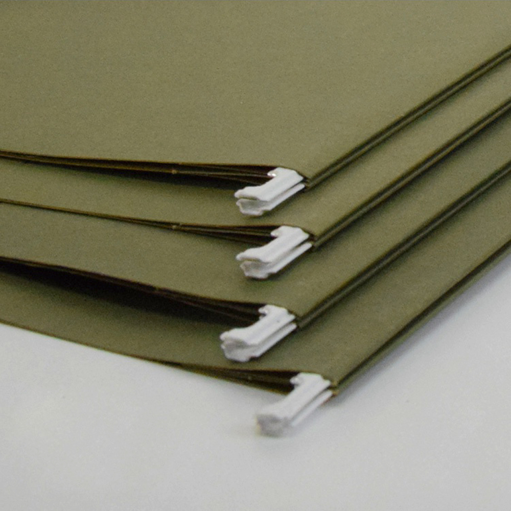 Office Reinforced Hanging File Folders with Tabs and Label Sheets, Army