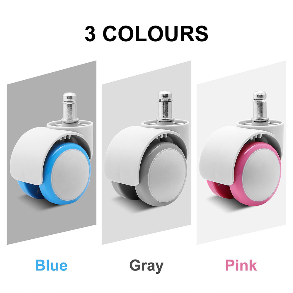 thumbnail image 2 of Blue Office Chair Casters, 3 Inch Heavy-Duty Rubber Chair Castors Replacement, Computer Gaming Desk Chair Wheels-Set Of 5, Smooth Rolling For Hardwood Carpet Tile Floors, 11 * 22mm Universal Fit 2 of 12