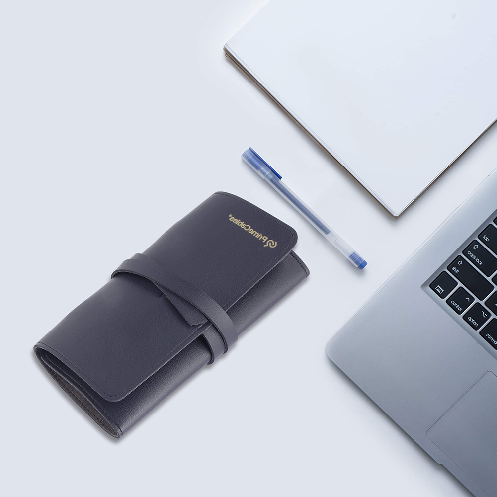 Leather Travel Charger Cord Roll Organizer, Electronic Accessories