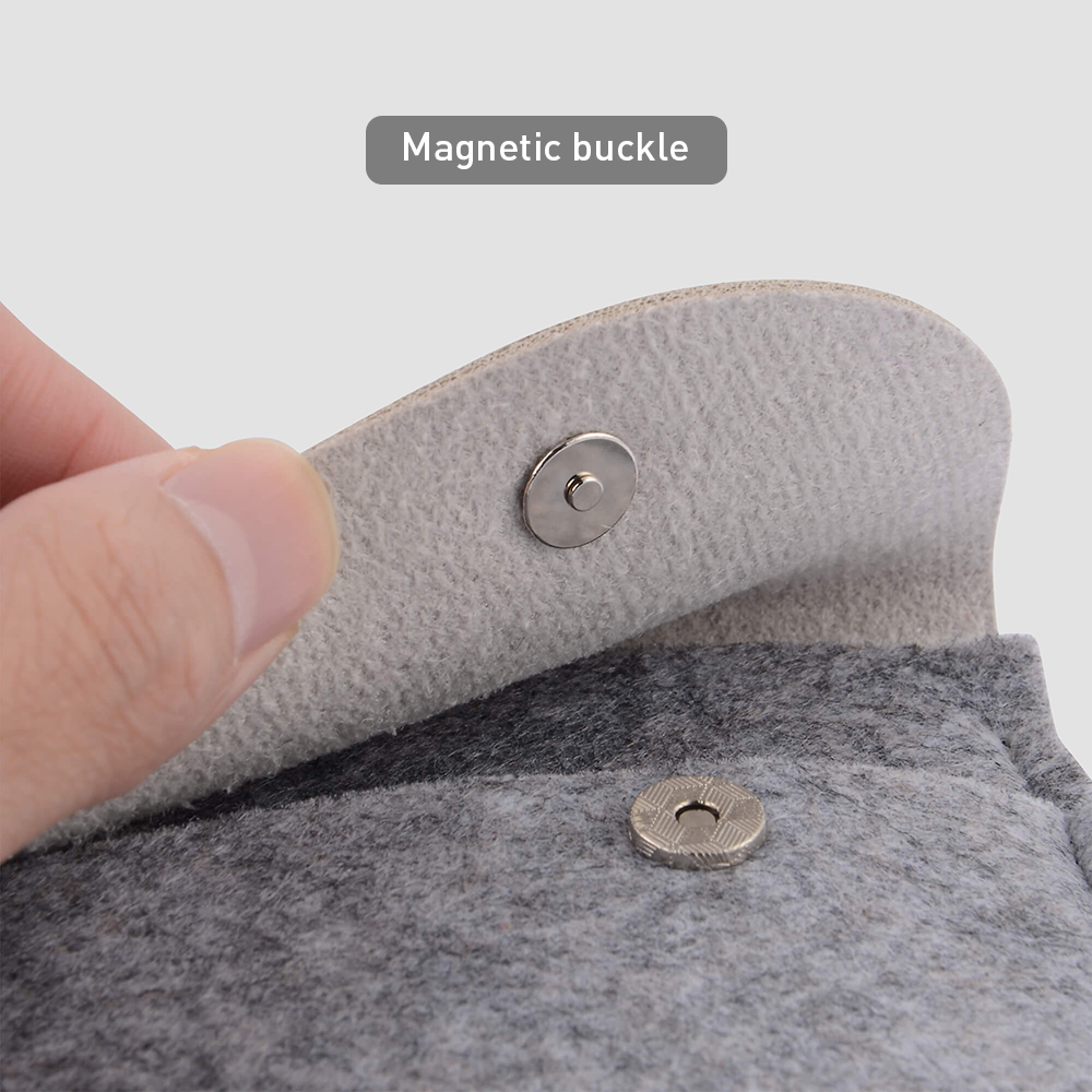 Wool Felt Leather Electronics Accessories Organizer magnetic buckle