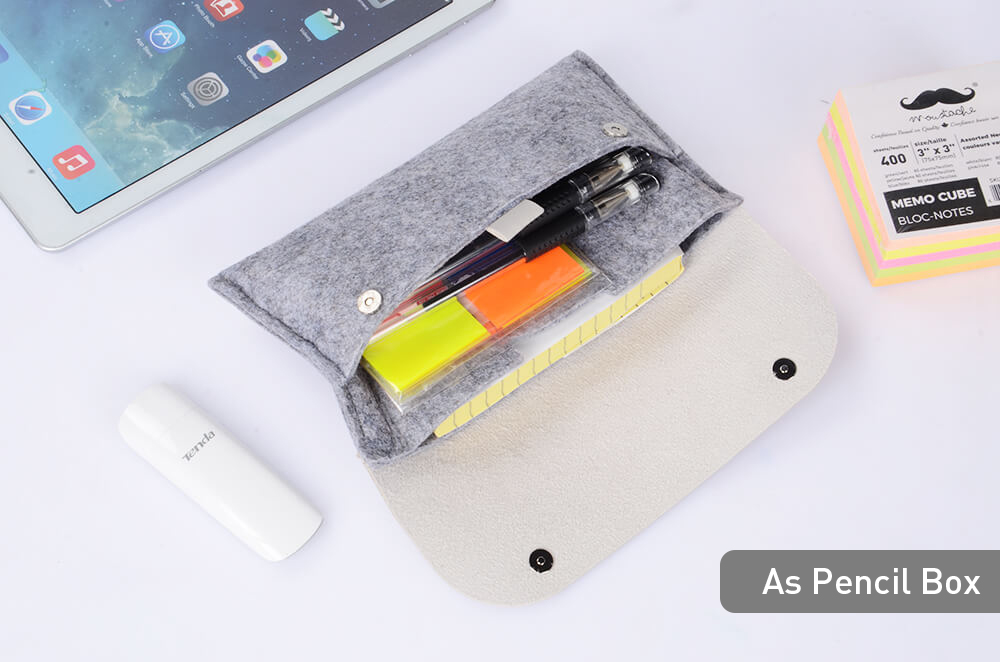 Wool Felt Leather Electronics Accessories Organizer for pencil