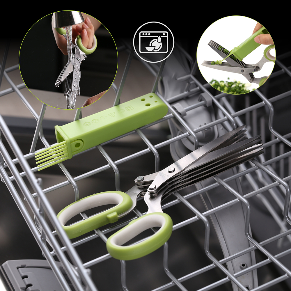 Herb Scissor Set with Sheath & Brush for Kitchen Chopping Shear
