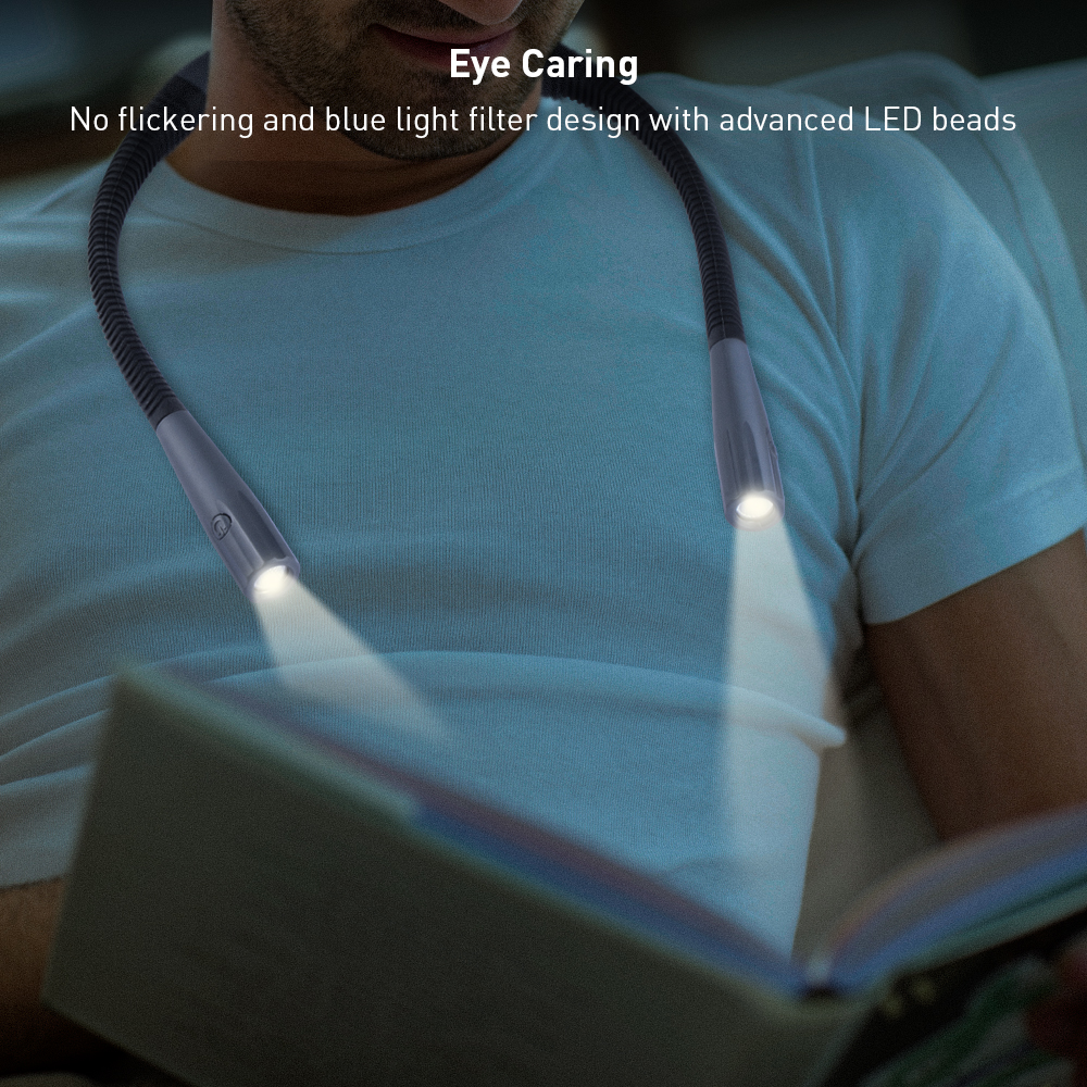 Flexible Rechargeable LED Neck Reading Light, 3 Colors, 4 Brightness Levels