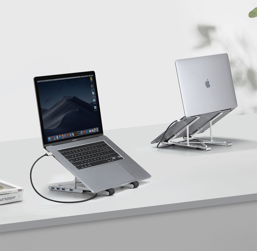Adjustable Portable Laptop Stand Foldable Notebook Holder (4 USB 3.0