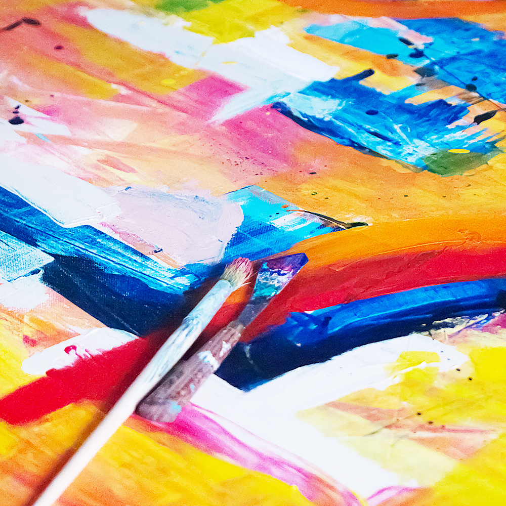 paint brush on the canvas