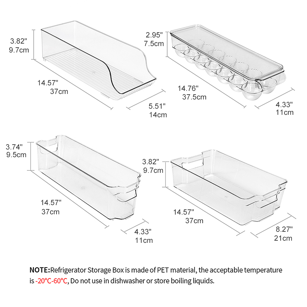 6 Piece Acrylic Fridge Organizer Bins SortWise