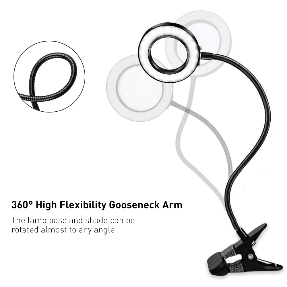 Magnifying working desk lamp 360 degree gooseneck arm