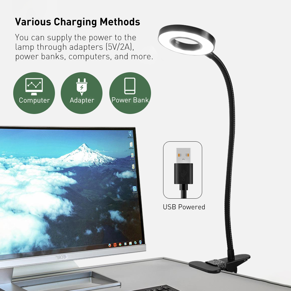 Magnifying working desk lamp USB powered