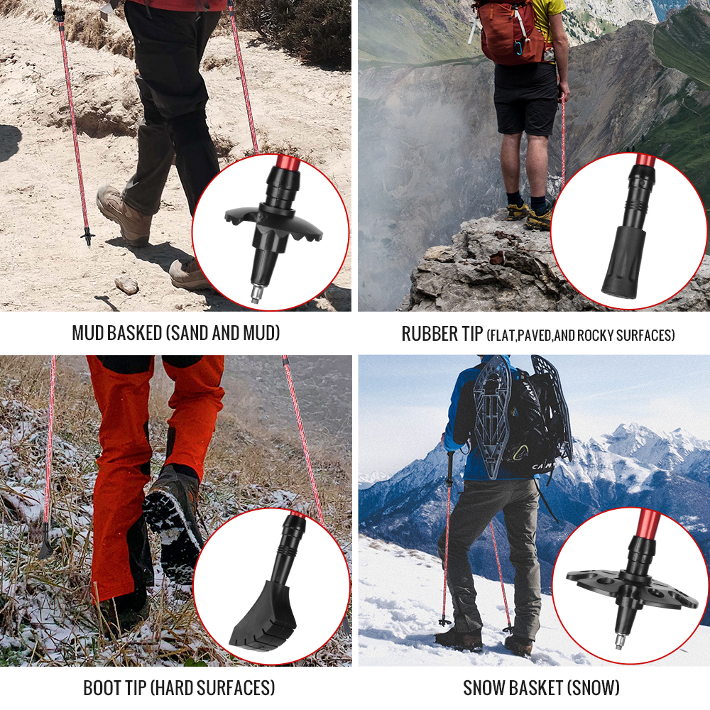 Bâton De Marche Télescopique Pliable - Avec étui, Acier, Randonnée Trekking