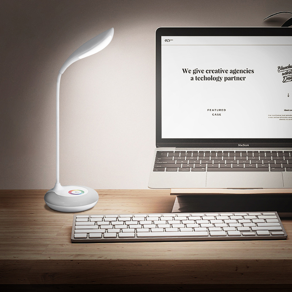Three Levels Touch Dimming Desk Lamp with RGB Atmosphere Plugin Table