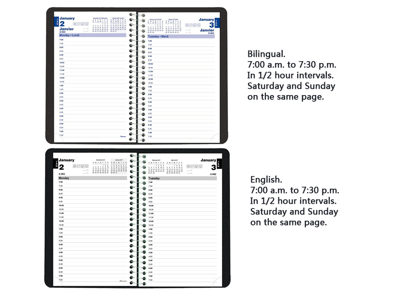 Blueline® 2024 journal quotidien, 8" x 5", noir, Bilingue