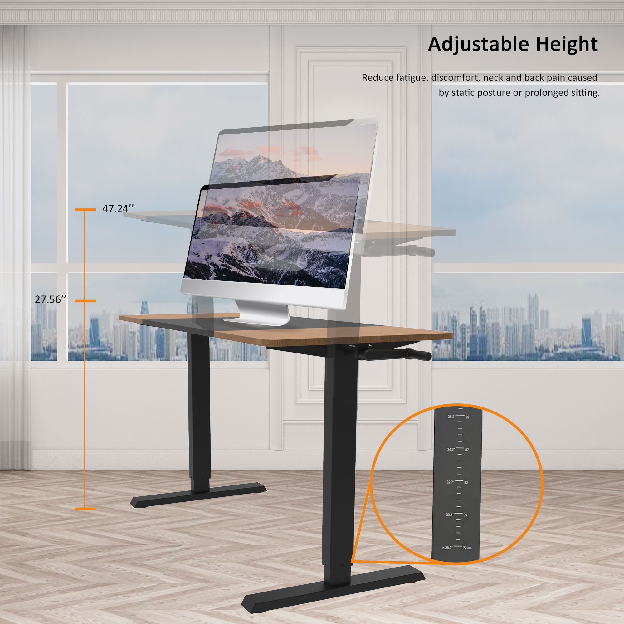 Manual SitStand Height Adjustable AllinOne Standing Desk (Included