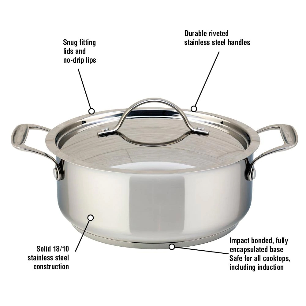 Confederation Stainless Steel 3L Casserole with Cover