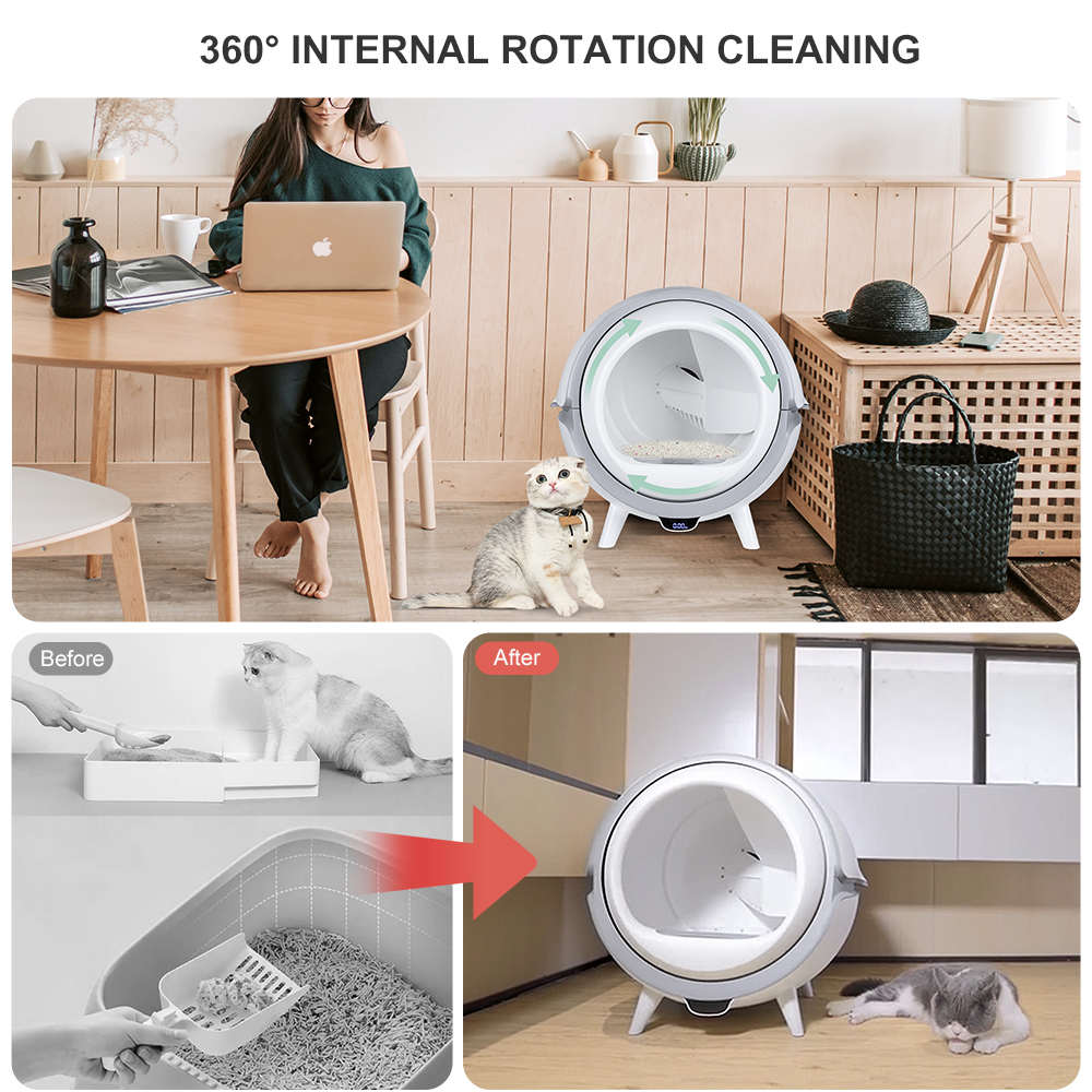 SelfCleaning Cat Litter Box for Multiple Cats, APP Remote Control