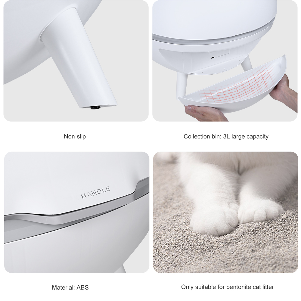Bac à Litière Autonettoyant Et Auto-rechargeable Pour Chat LALAHOME - Contrôle Par App, Désodorisation UVC, Sécurité