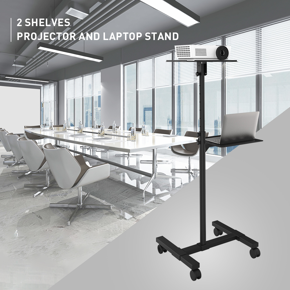 Heavy Duty 2 Shelves Height Adjustable Mobile Projector and Laptop