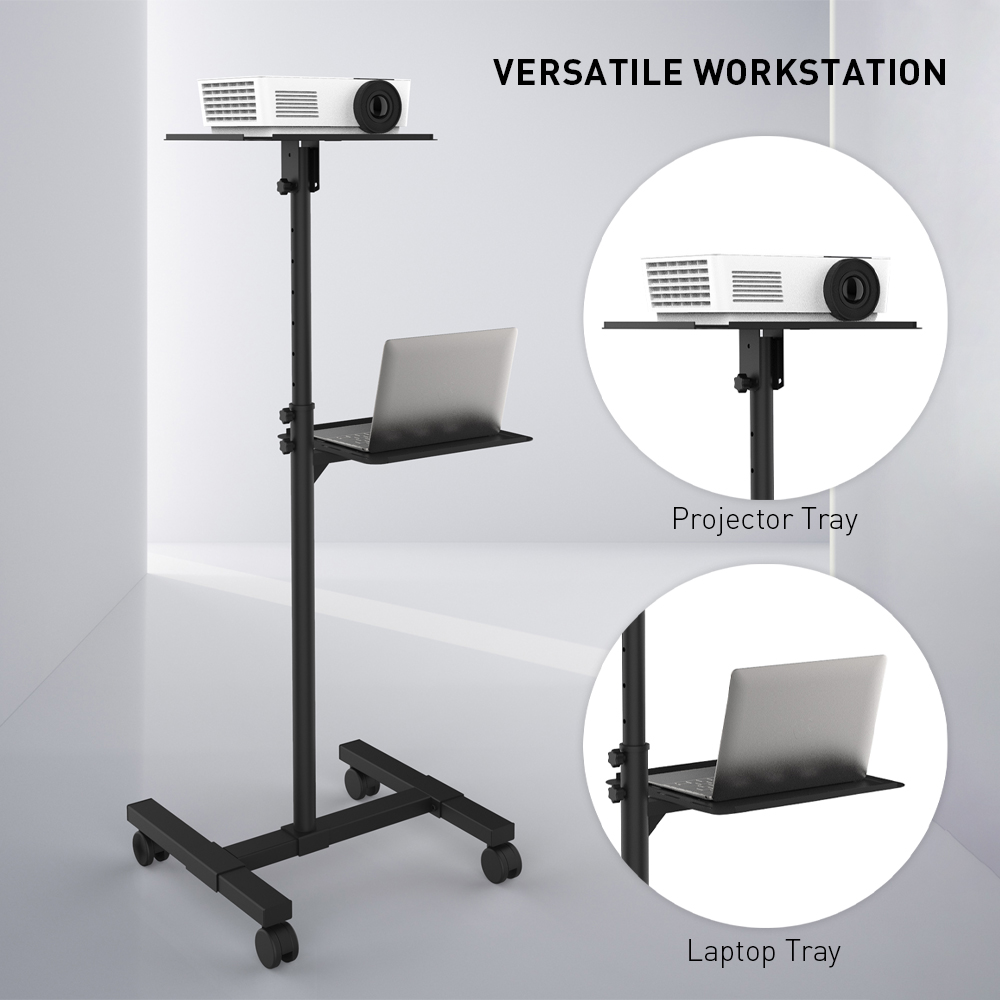 Heavy Duty 2 Shelves Height Adjustable Mobile Projector and Laptop