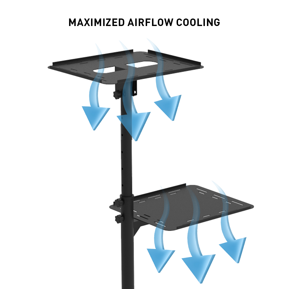 Heavy Duty 2 Shelves Height Adjustable Mobile Projector and Laptop