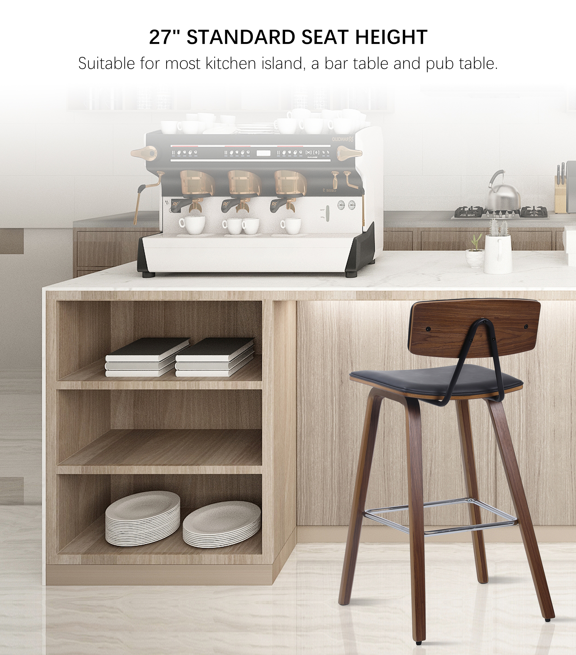 27" Wood Counter Stools, standard seat height