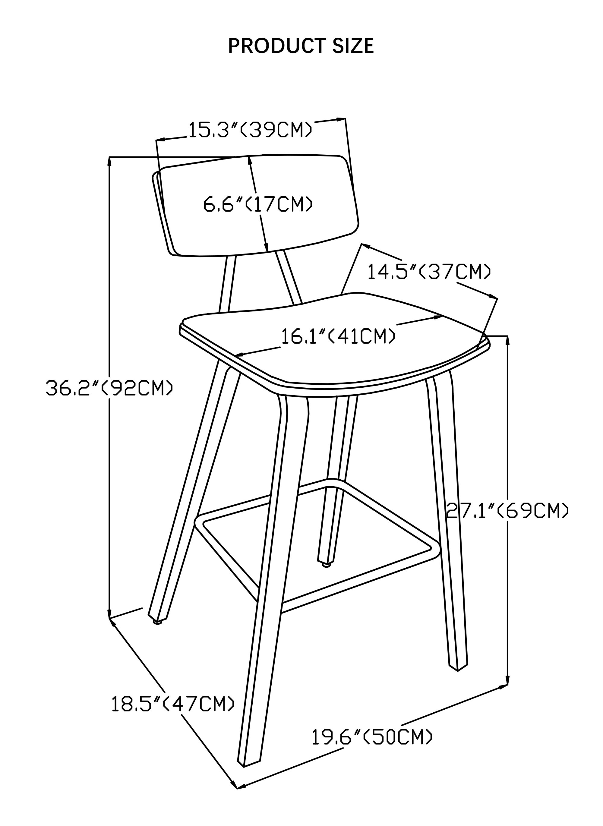27" Wood Counter Stools, size