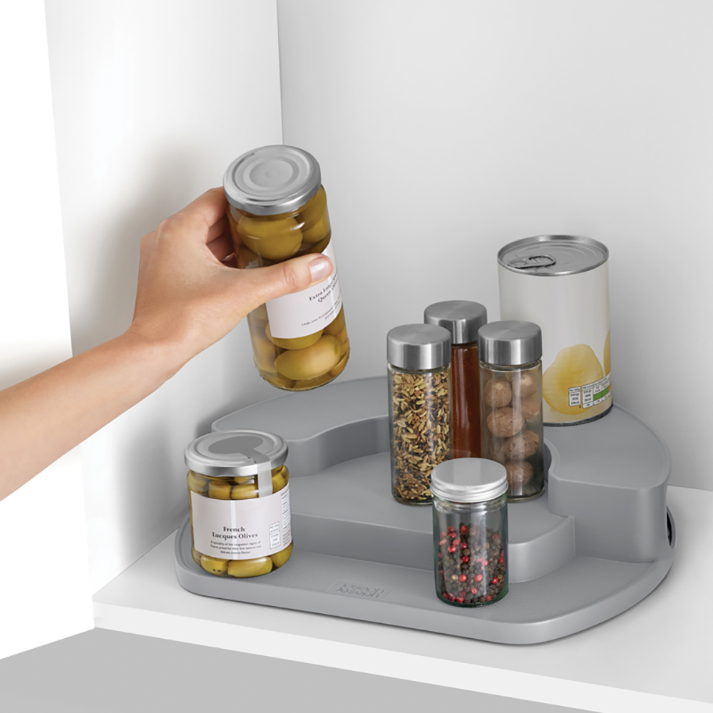 3-Tiered Rotating Organizer with Rear Pocket Storage