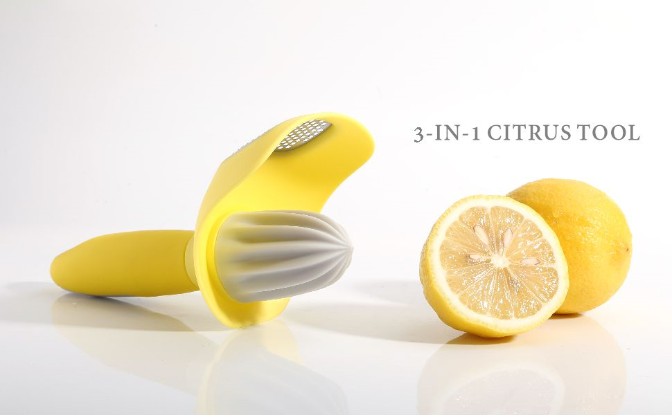 Multipurpose Lemon Citrus Tool with Citrus Zester & Channel Knife & Citrus Reamer & Grater
