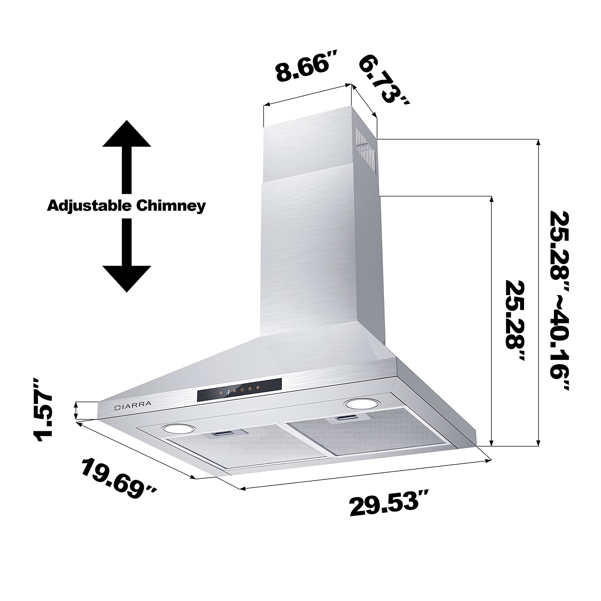 30 inch 450 CFM Stainless Steel Range Hood